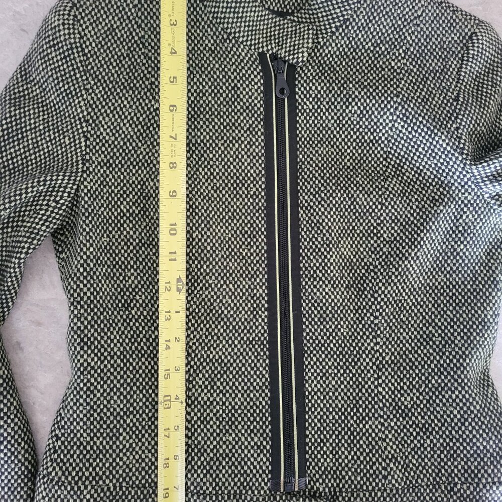 Marc Cain Wool Zip Front Jacket Blazer 6 Green Black Check - Picture 10 of 12